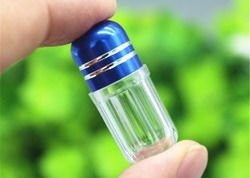 botella plástica de 3g Mini Plastic Capsule Bottles ISO9001 con el casquillo del metal